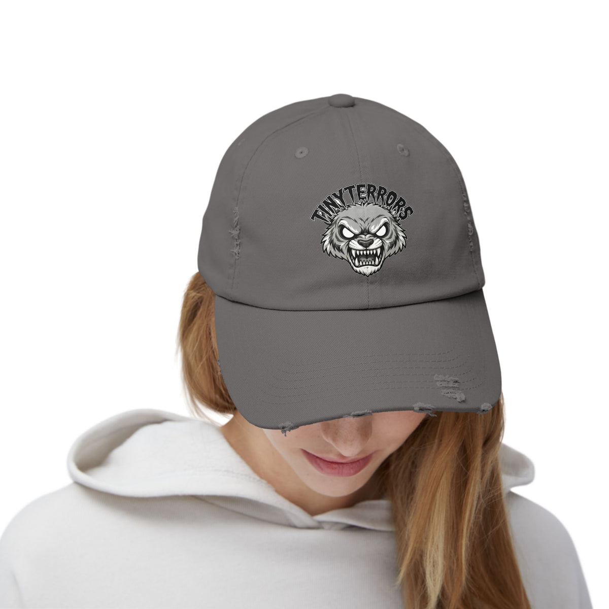 Tiny Terrors logo cap | distressed black baseball hat