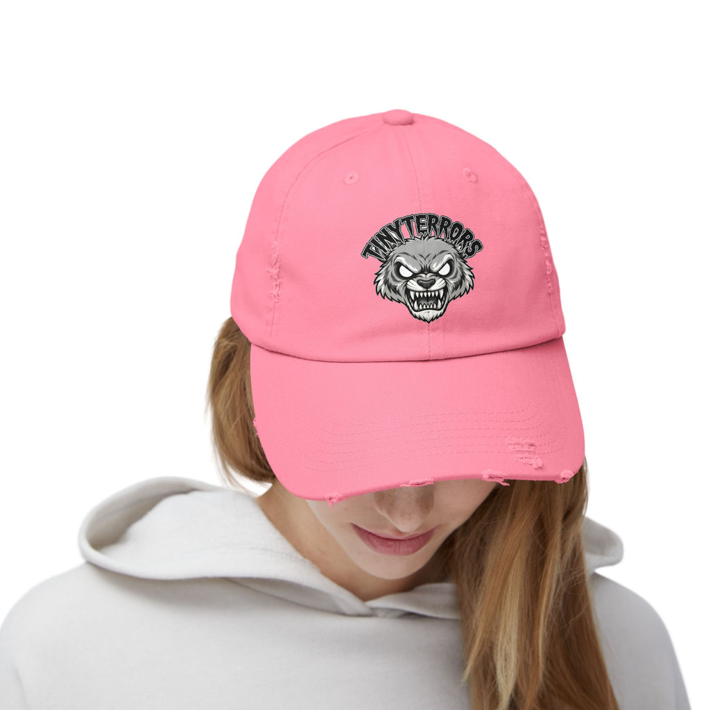 Tiny Terrors logo cap | distressed black baseball hat