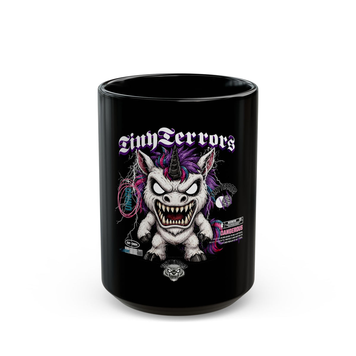 UNICO Demon Illustration Mug | Black Ceramic Coffee Cup