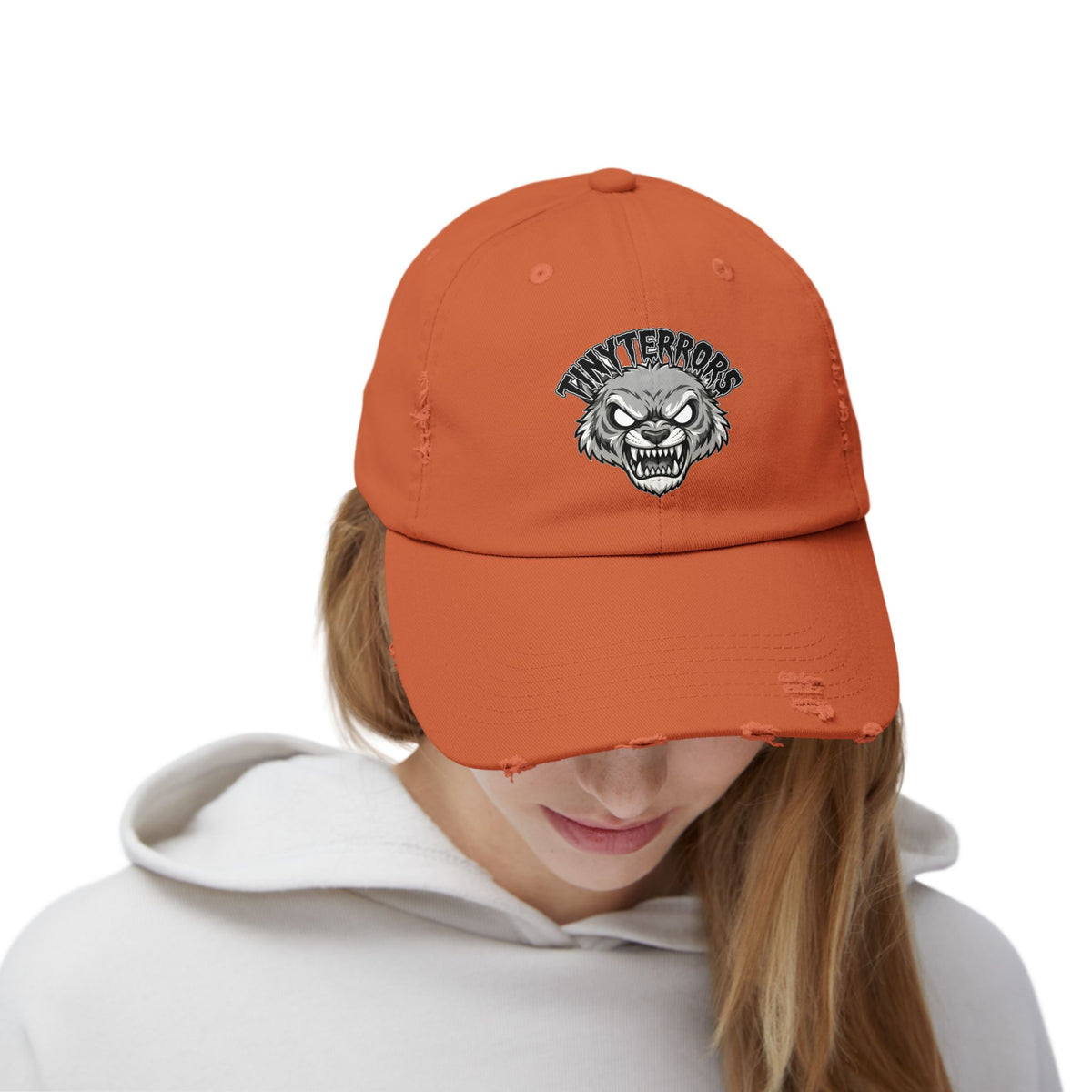 Tiny Terrors logo cap | distressed black baseball hat