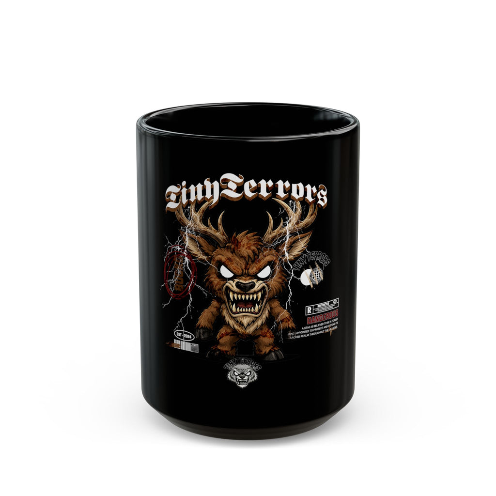 BUCKO Demon Illustration Mug | Black Ceramic Coffee Cup