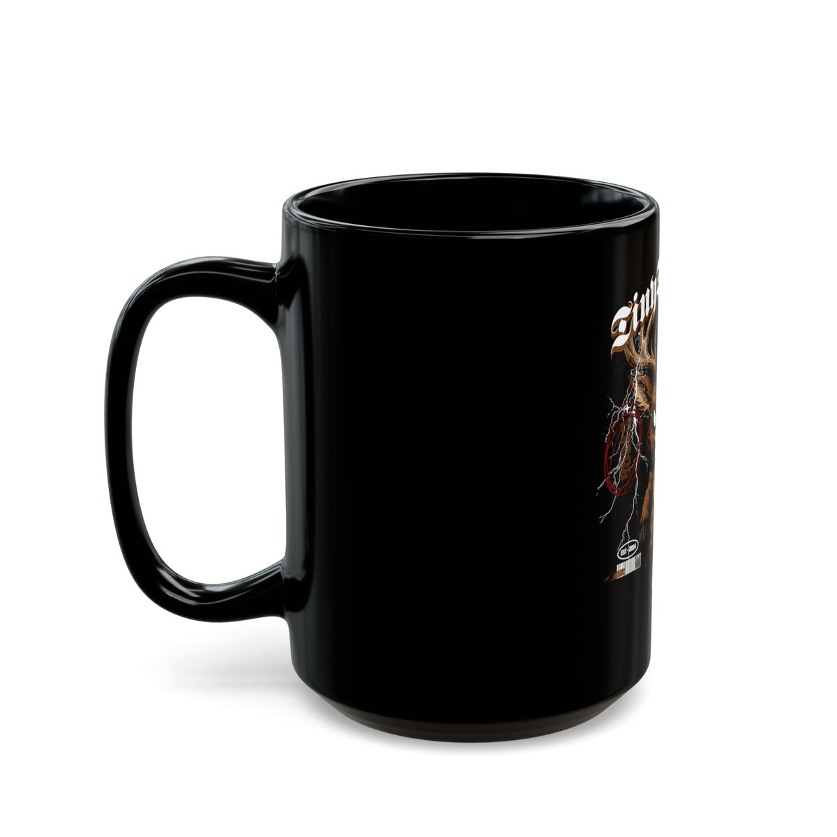 BUCKO Demon Illustration Mug | Black Ceramic Coffee Cup