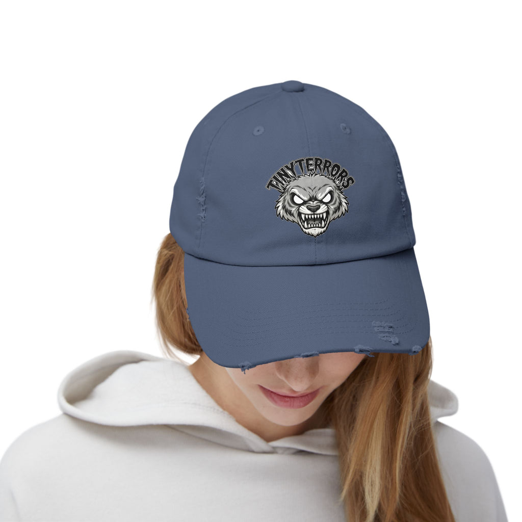 Tiny Terrors logo cap | distressed black baseball hat