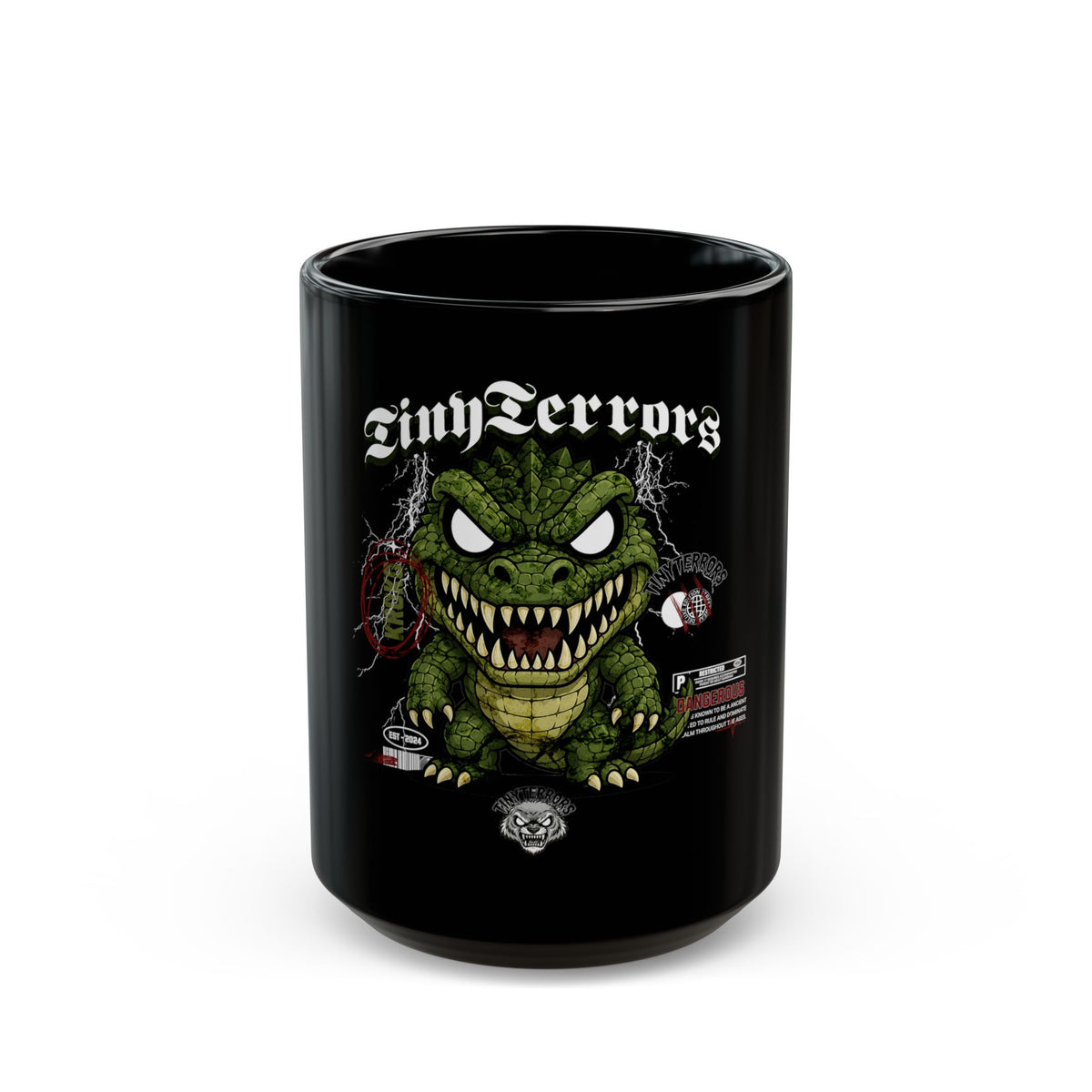 KROKO Demon Illustration Mug | Black Ceramic Coffee Cup
