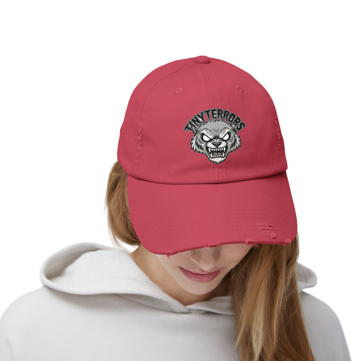 Tiny Terrors logo cap | distressed black baseball hat