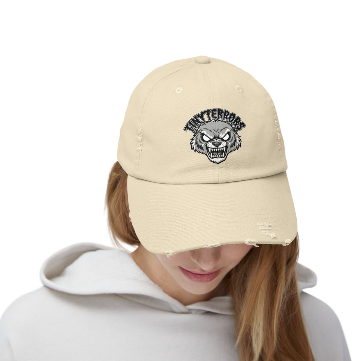 Tiny Terrors logo cap | distressed black baseball hat