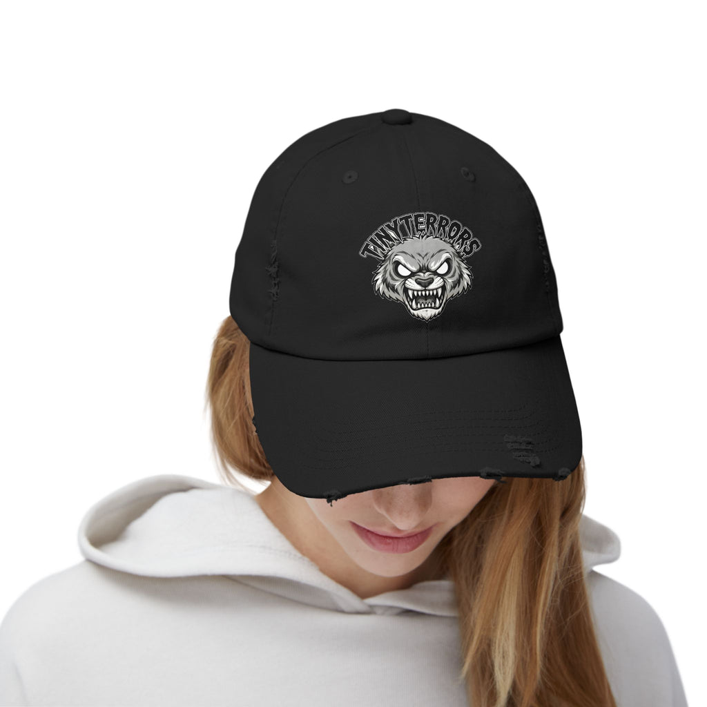 Tiny Terrors logo cap | distressed black baseball hat